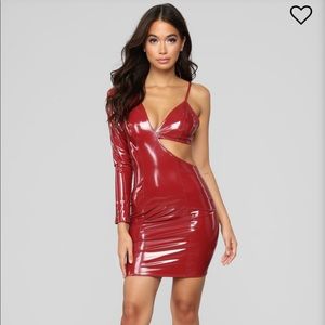 Fashion nova red latex dress